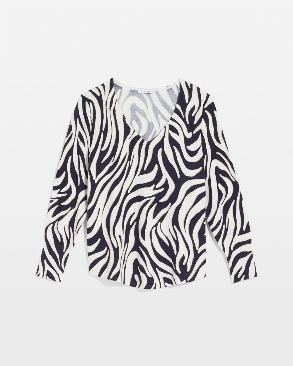 Passport Blue Ella Zebra V-Neck Pullover Sweater