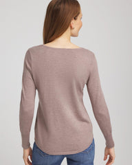 Taupe Heather Ella Embellished V-Neck Sweater