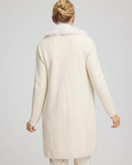 English Cream Fur Trim Cardigan