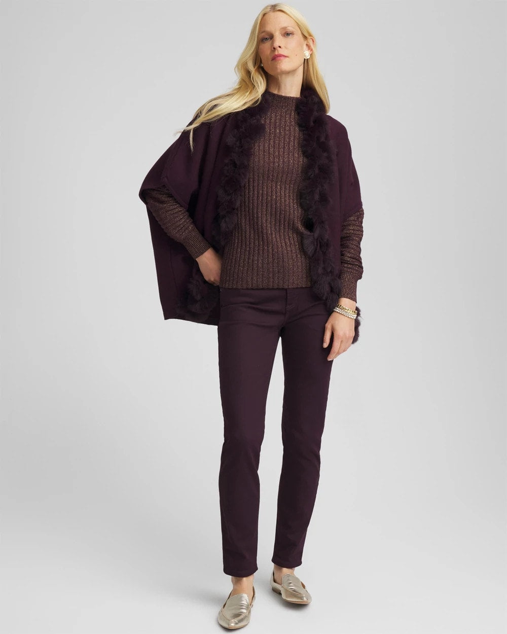 Night Bloom Metallic Ribbed Pullover