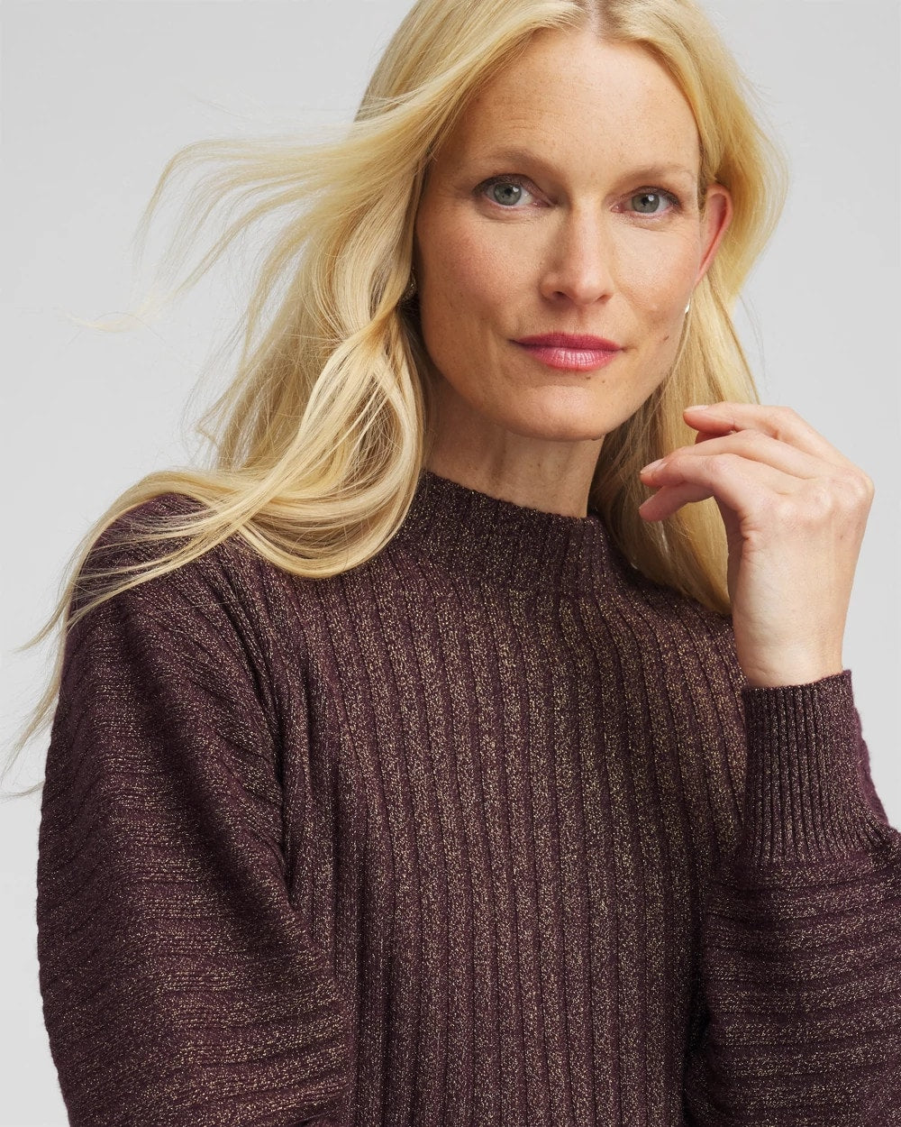 Night Bloom Metallic Ribbed Pullover