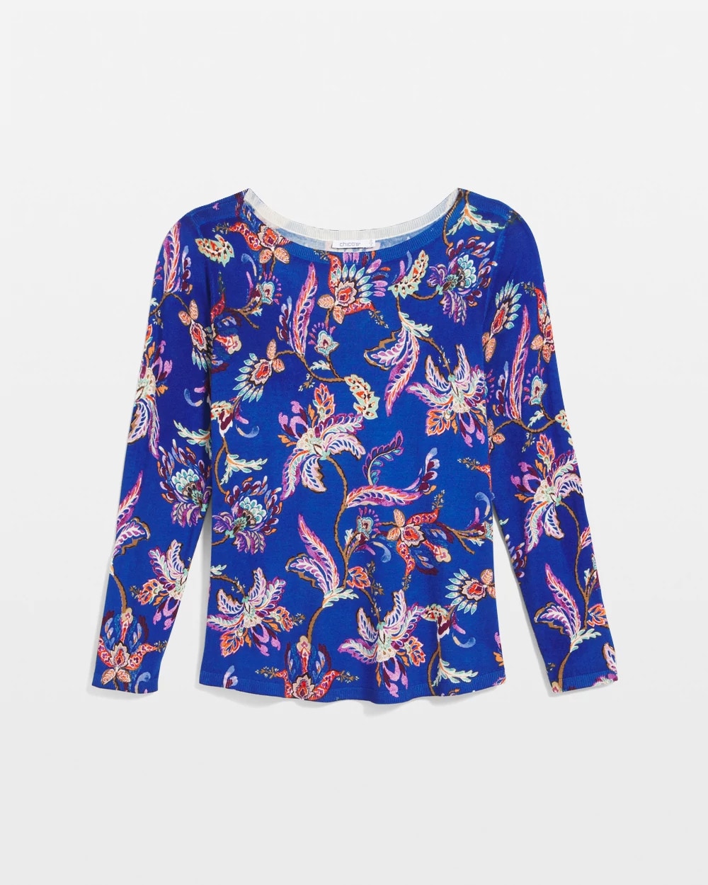 Cobalt Stone Ella Boatneck Printed Pullover Sweater