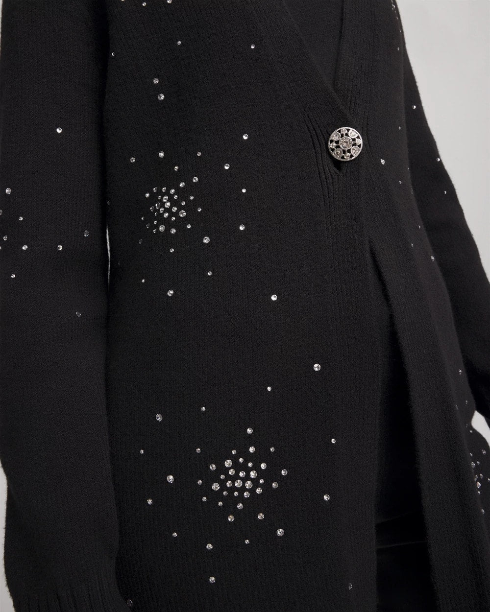Black Rhinestone Embellished Cardigan
