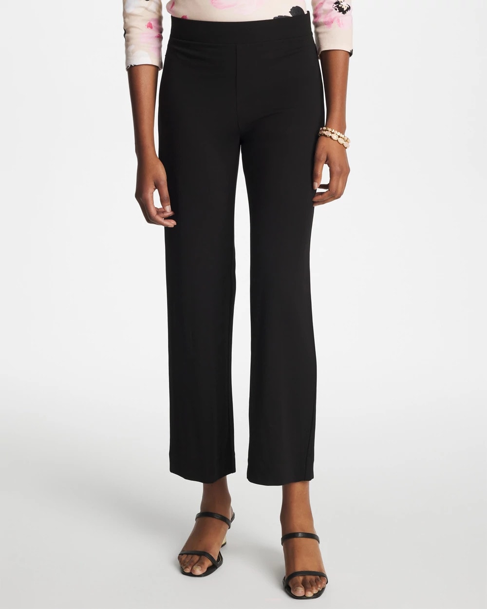 Black Matte Jersey Cropped Pants