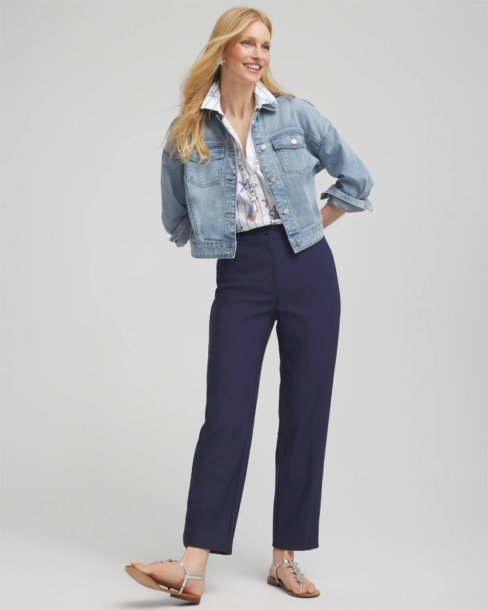 Passport Blue Fly Front Ankle Pants