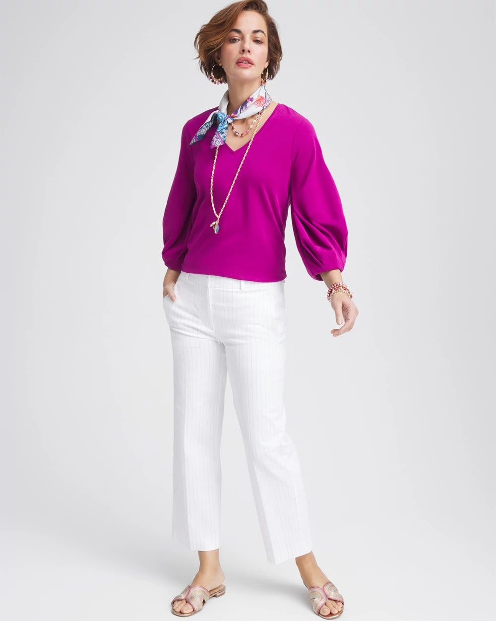 Alabaster Striped Straight-Leg Cropped Pants