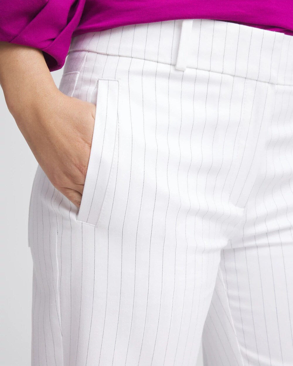 Alabaster Striped Straight-Leg Cropped Pants