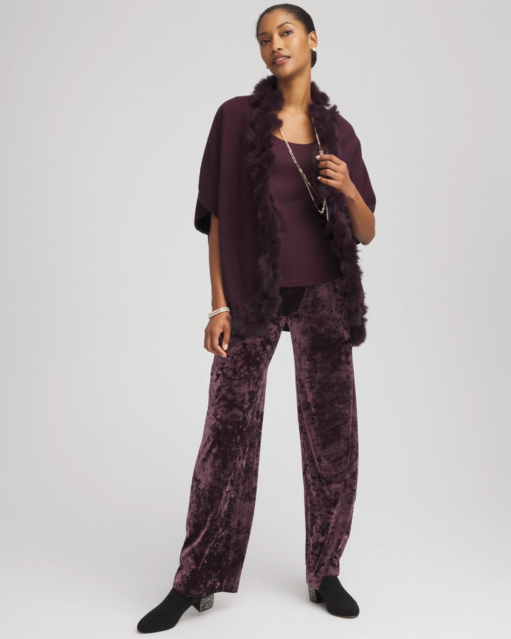 Night Bloom Crushed Velvet Wide-Leg Pants
