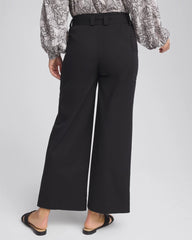 Black Belted Twill Utility Cropped Pants