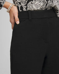 Black Matelassé Slim Tapered Ankle Pants
