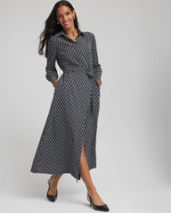 Passport Blue Chain Print Maxi Shirtdress