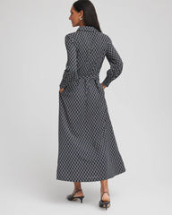 Passport Blue Chain Print Maxi Shirtdress