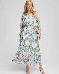Ecru Georgette Tie-Front Maxi Dress