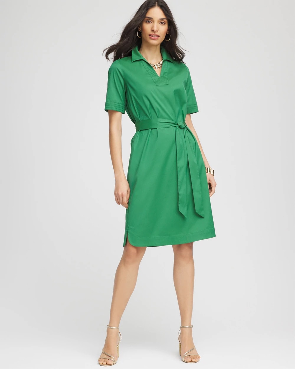 Jardin Green Shirttail Hem Popover Dress