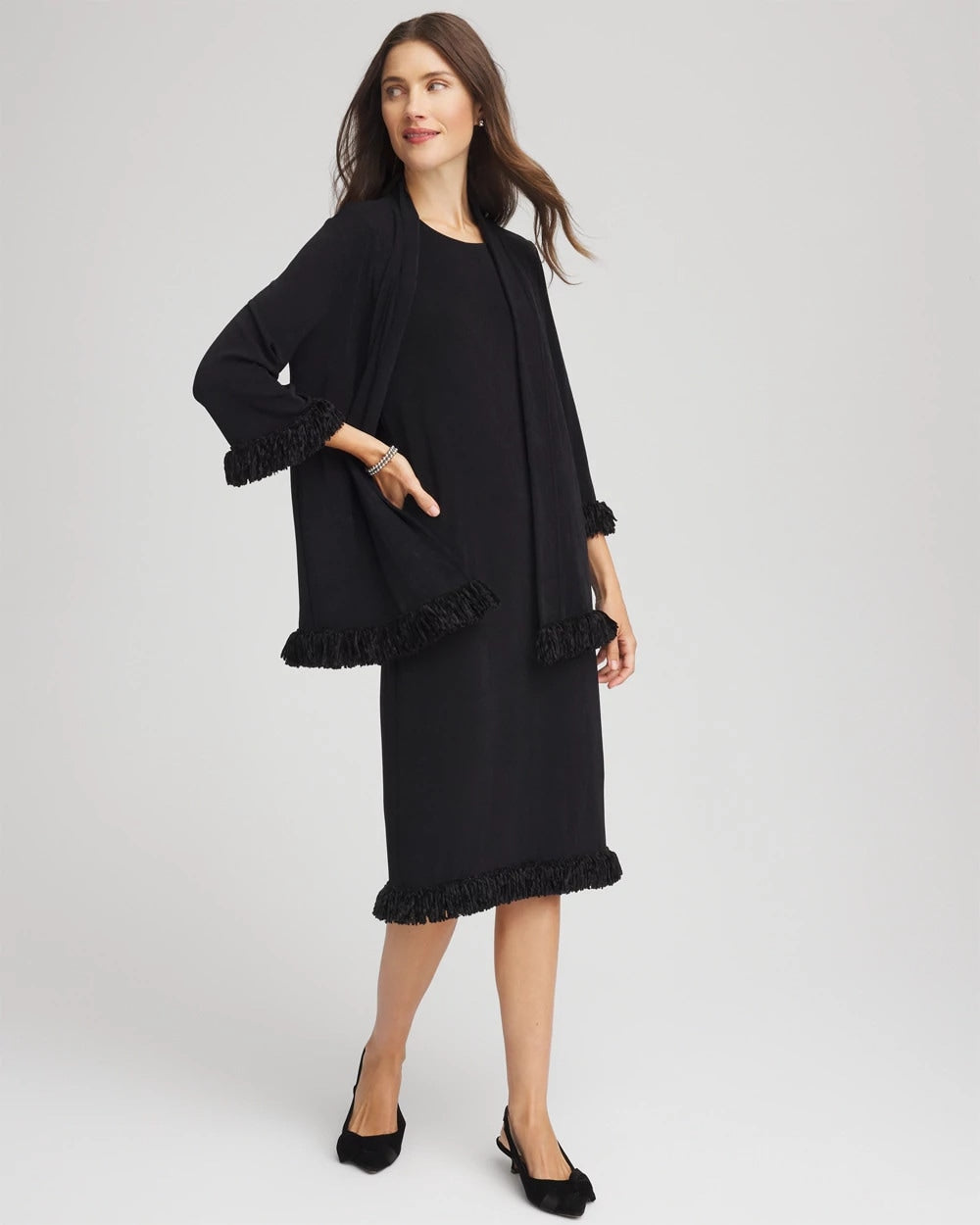Travelers Black Travelers™ Fringe Hem Tank Dress
