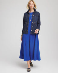 Cobalt Stone Seamed Crepe Maxi Dress