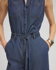 Biscayne Blue Denim Wide-Leg Jumpsuit