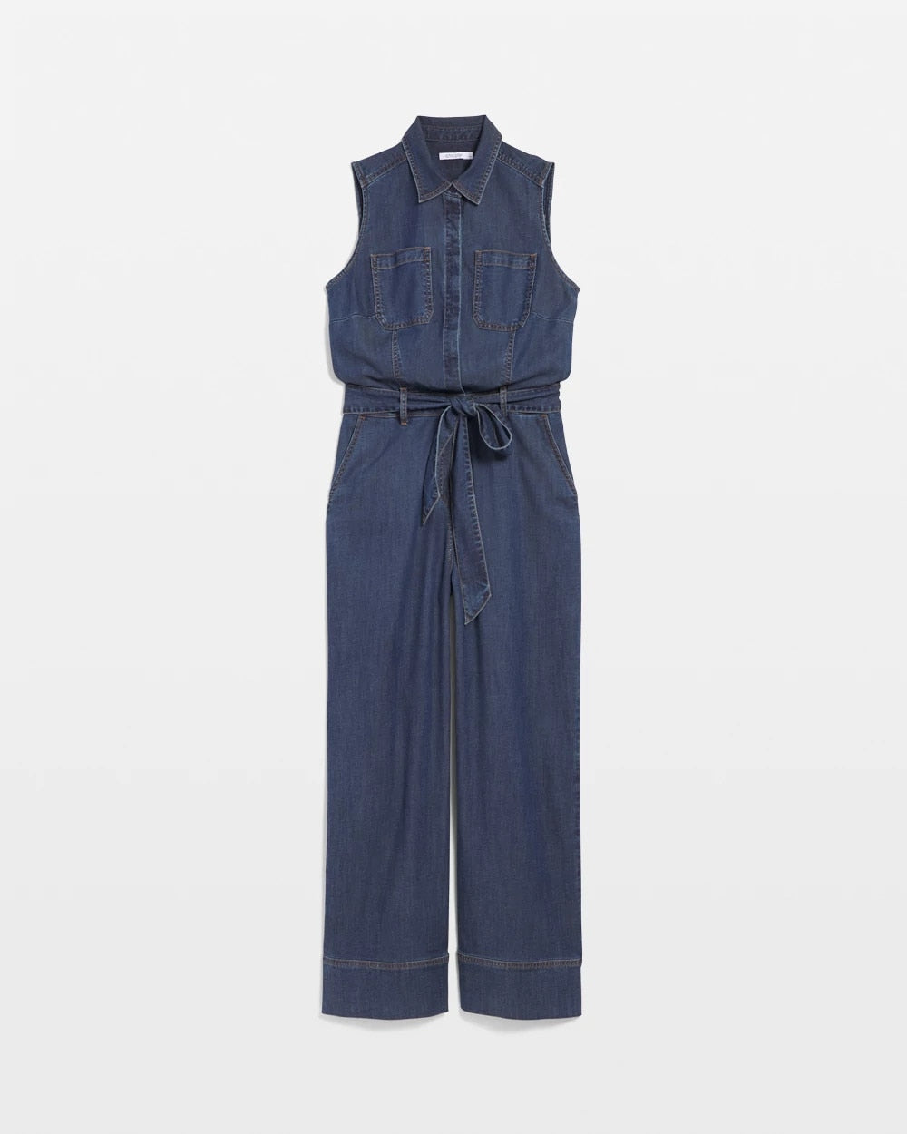 Biscayne Blue Denim Wide-Leg Jumpsuit