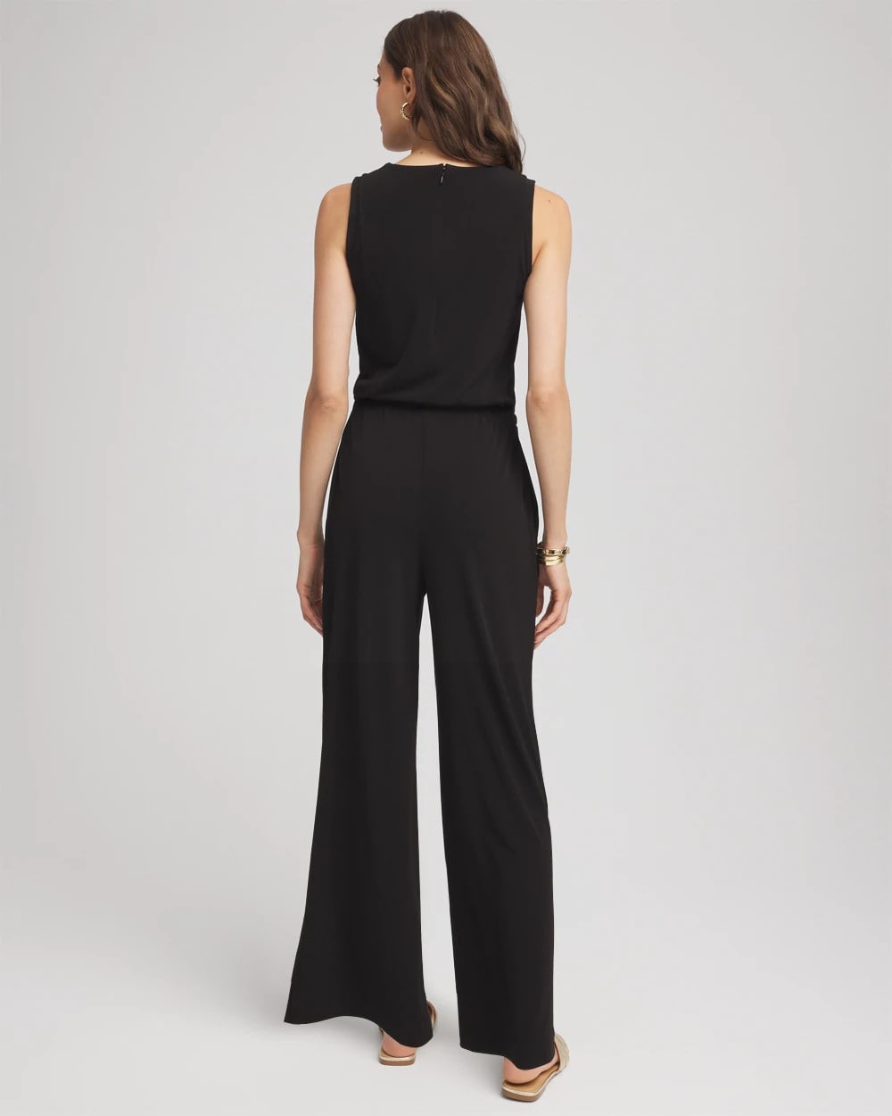 Black Travelers™ Jersey Knit Chain-Trim Jumpsuit