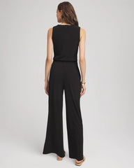 Black Travelers™ Jersey Knit Chain-Trim Jumpsuit
