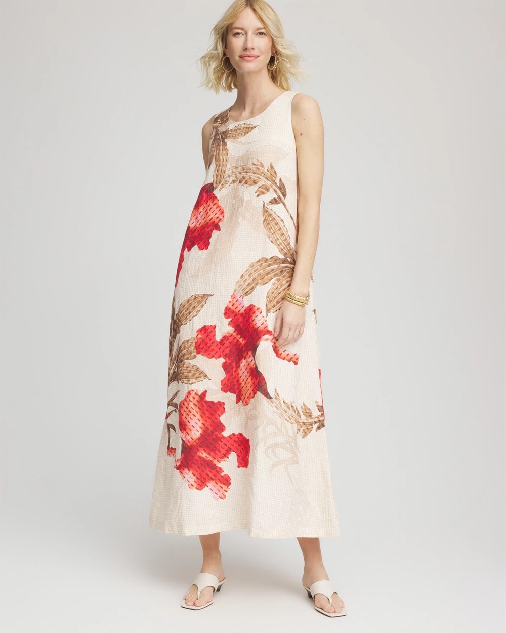 Multi Floral Tank Linen Maxi Dress