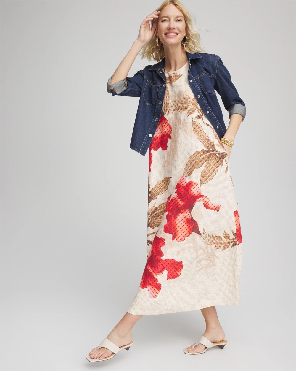 Multi Floral Tank Linen Maxi Dress