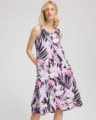 Violet Aura Zenergy® Floral Palms Lightweight Midi Dress