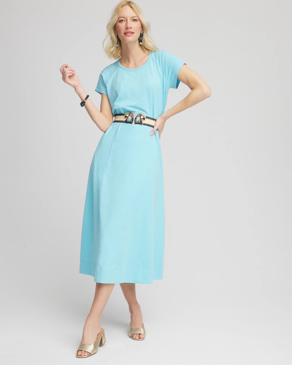Paradiso Blue Short-Sleeved Maxi Dress