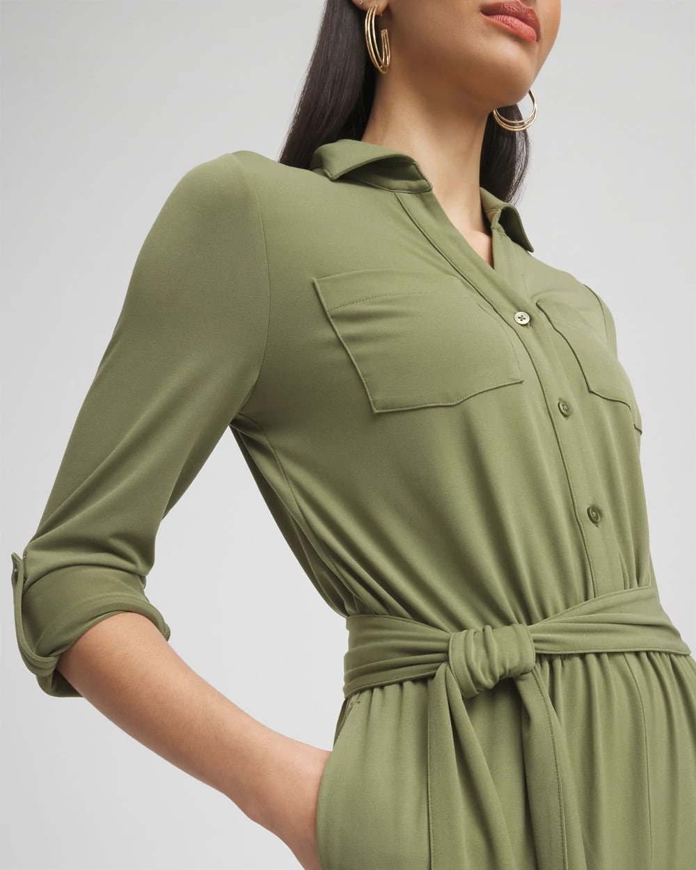 Rustic Olive Belted Jersey Maxi Jumpsuit
