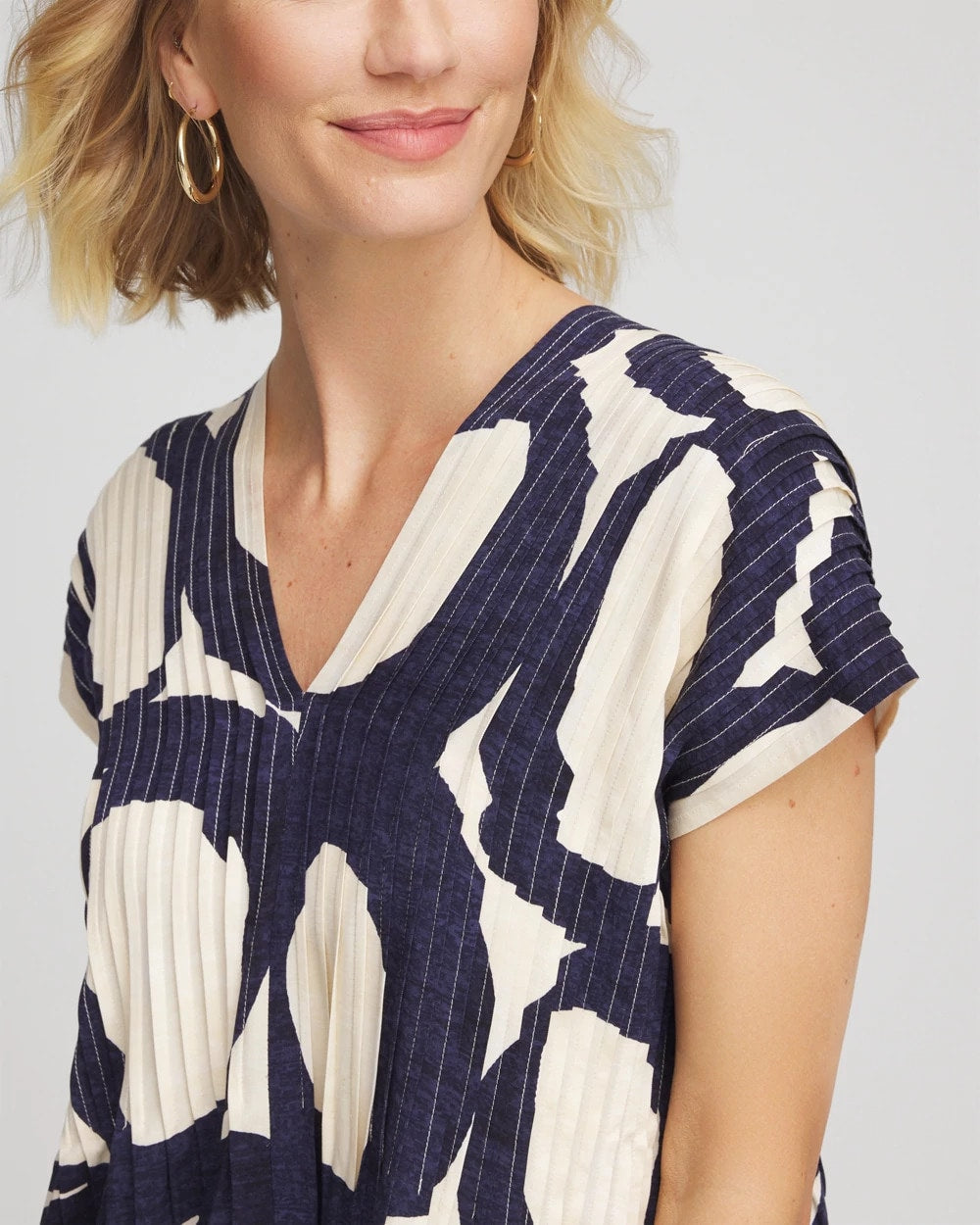 Passport Blue Printed Silk-Twill Popover Midi Dress
