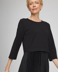 Black Satin-Knit Pleated Maxi Dress