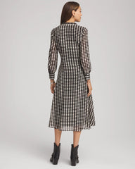 Black Chiffon Clip-Dot Tie-Neck Dress