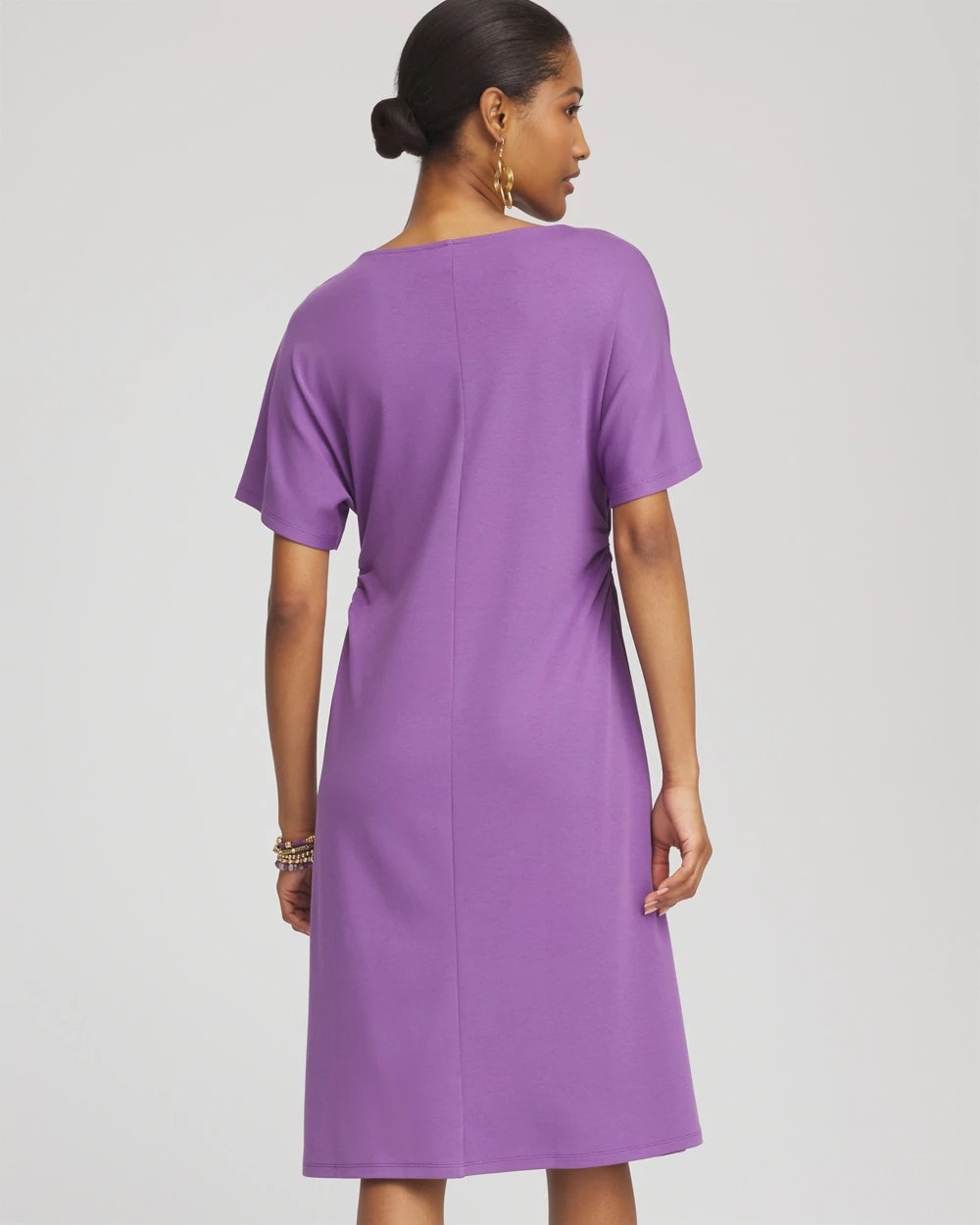 Plum Shade Fit and Flare Cinched Waist Dress