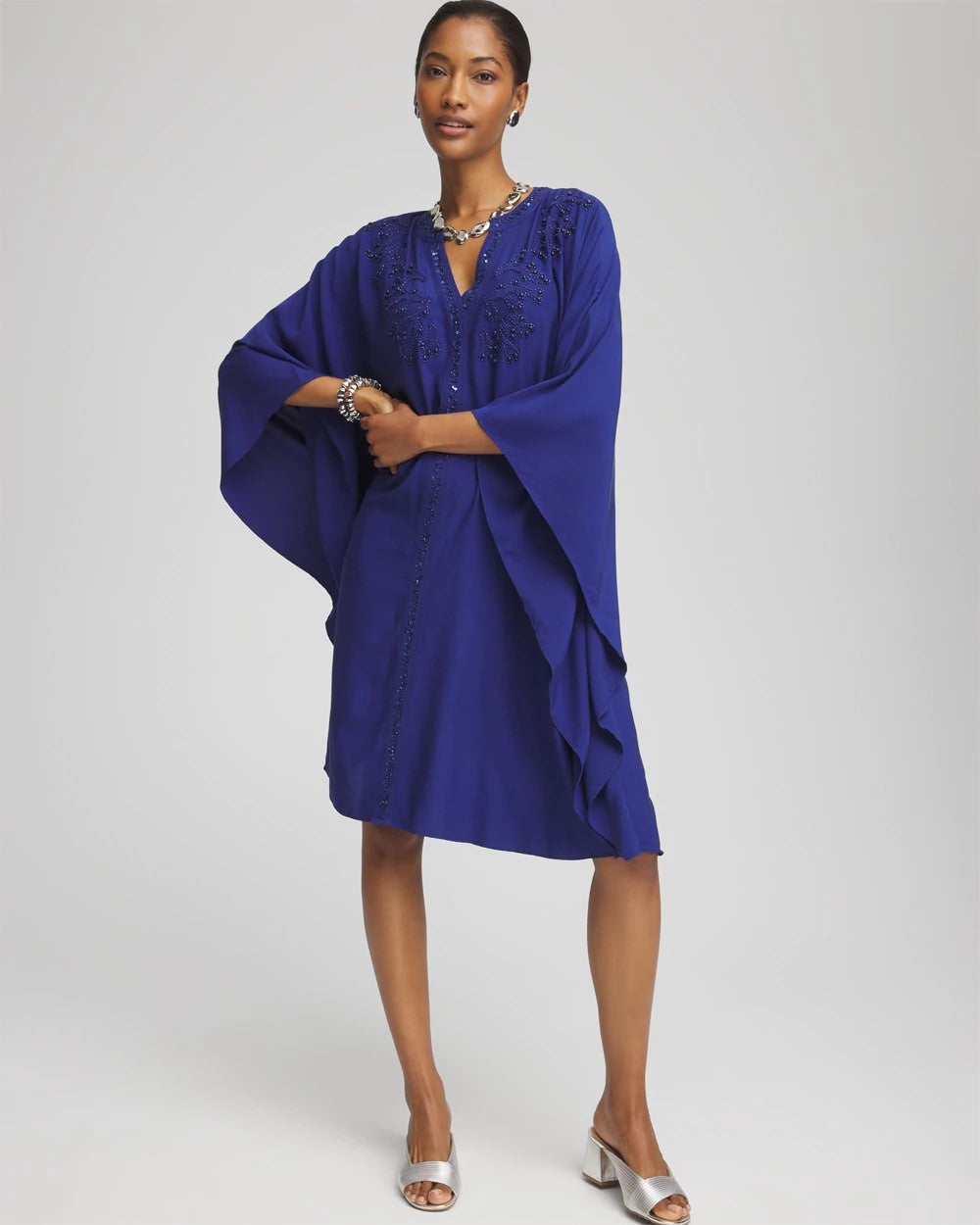 Blue Casa Embellished Kaftan Dress