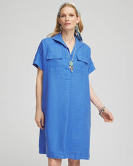 Blue Pearl High-low Linen Shirtdress