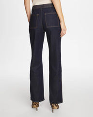 Cedar Rinse Trapunto Wide-Leg High-Rise Jeans