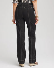 Black Pull-On Wide-Leg Jeans