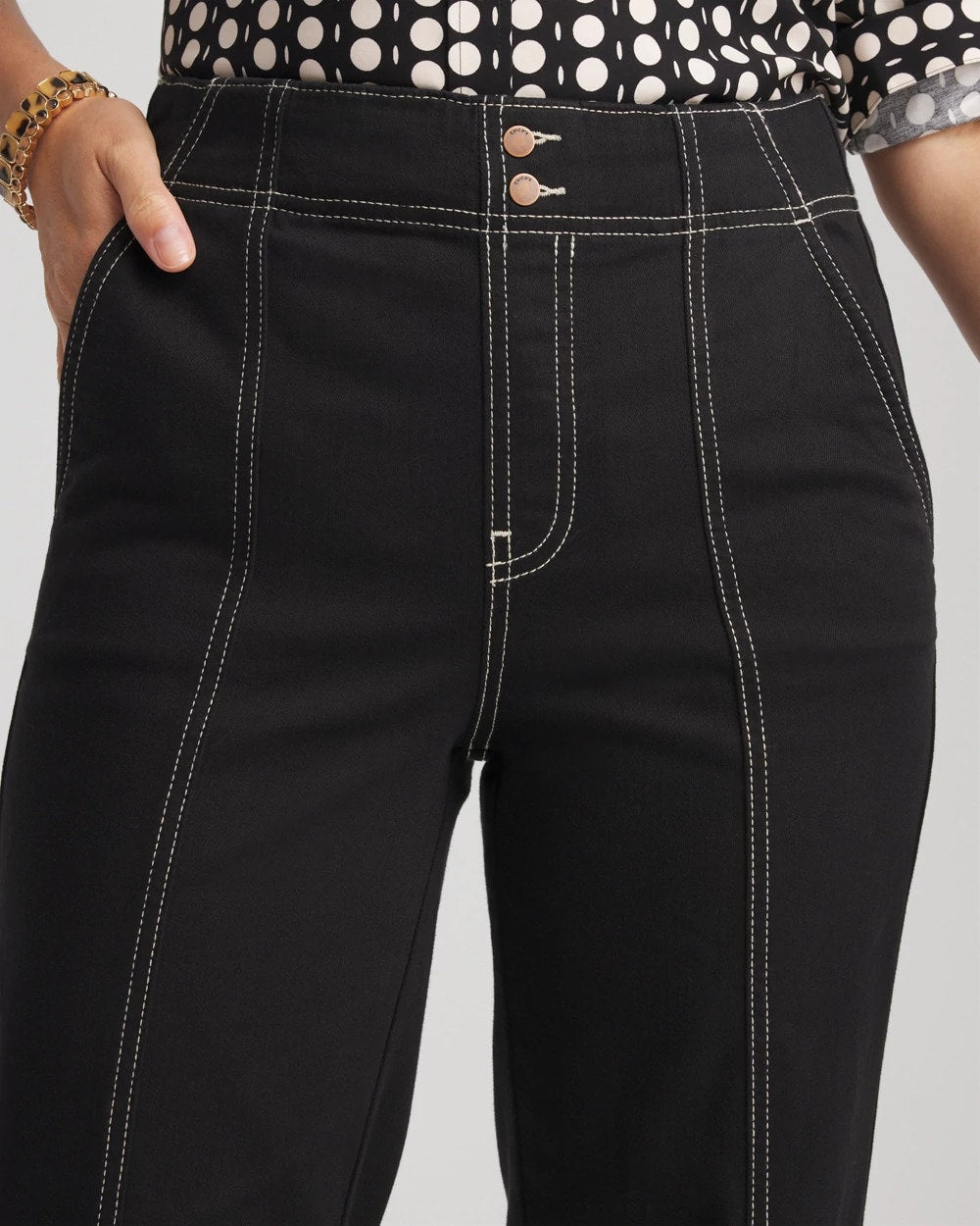 Black Pull-On Wide-Leg Jeans