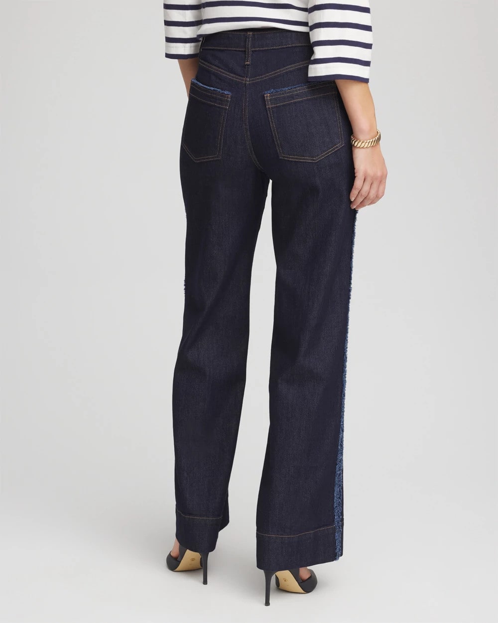 Cedar Rinse Frayed High-Rise Wide-Leg Jeans
