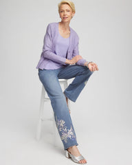 Soraya Indigo Embroidered Pull-On Wide-Leg Jeans