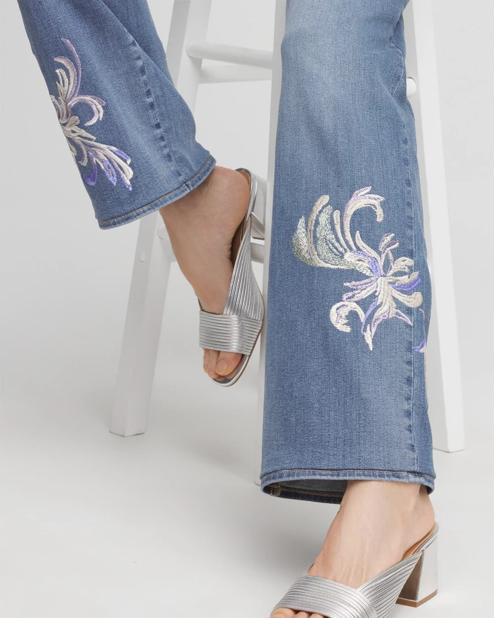 Soraya Indigo Embroidered Pull-On Wide-Leg Jeans