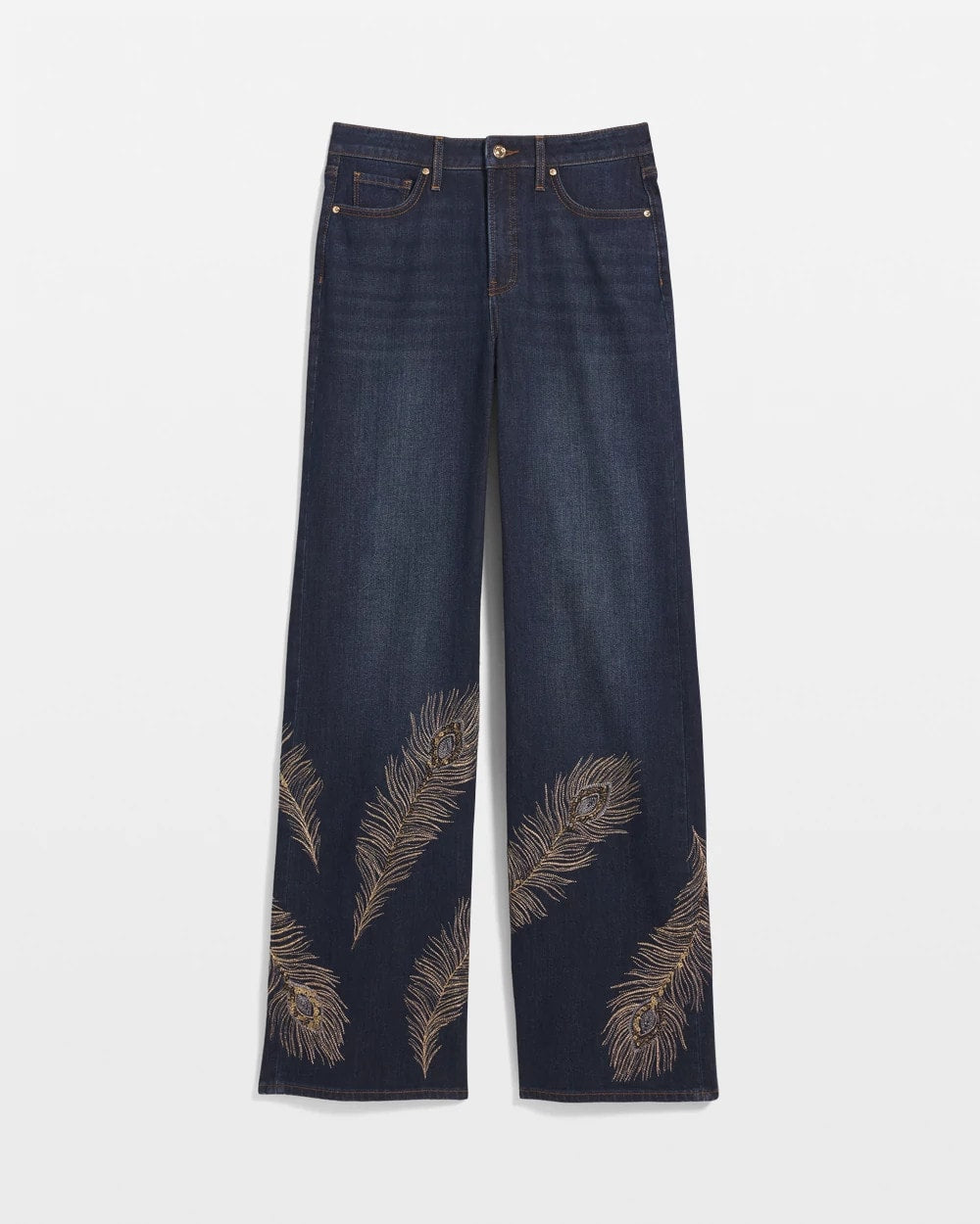 Marconi Indigo Embellished High-Rise Wide-Leg Jeans
