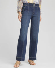 Alora Indigo Pull-On Wide-Leg Jeans