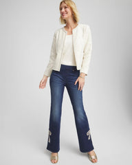 English Cream Pearl Trim Tweed Jacket