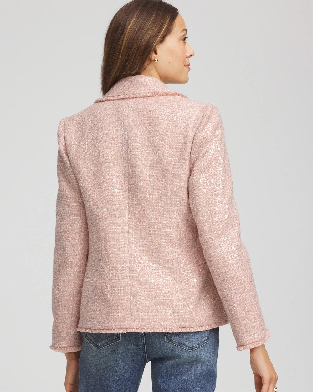 Pink Party Tweed Sequins Blazer
