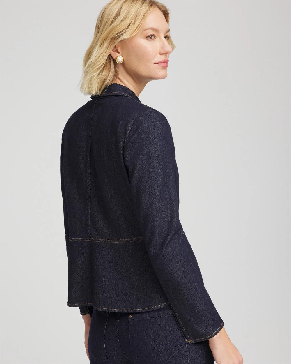 Cedar Rinse Denim Peplum Blazer