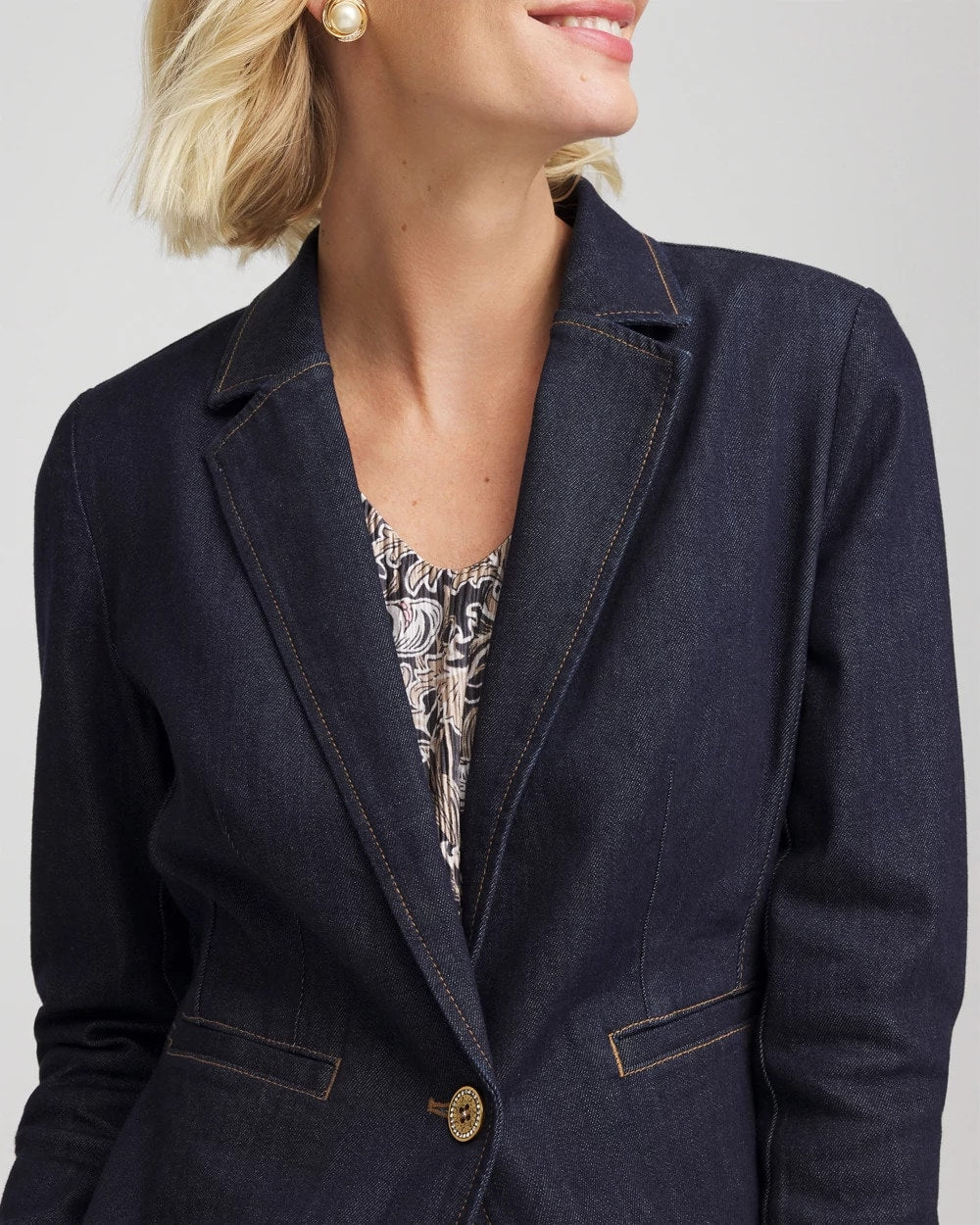 Cedar Rinse Denim Peplum Blazer