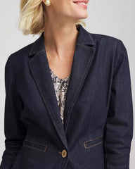Cedar Rinse Denim Peplum Blazer