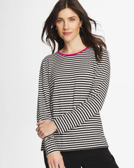 Europa Pink Zenergy® Striped Jacquard Contrast Pullover Top