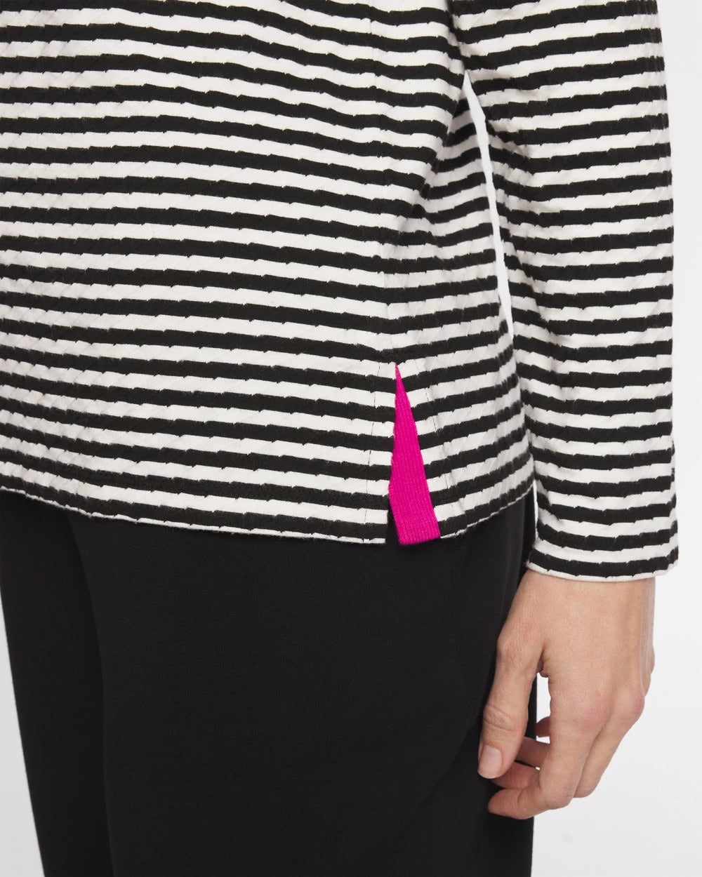 Europa Pink Zenergy® Striped Jacquard Contrast Pullover Top